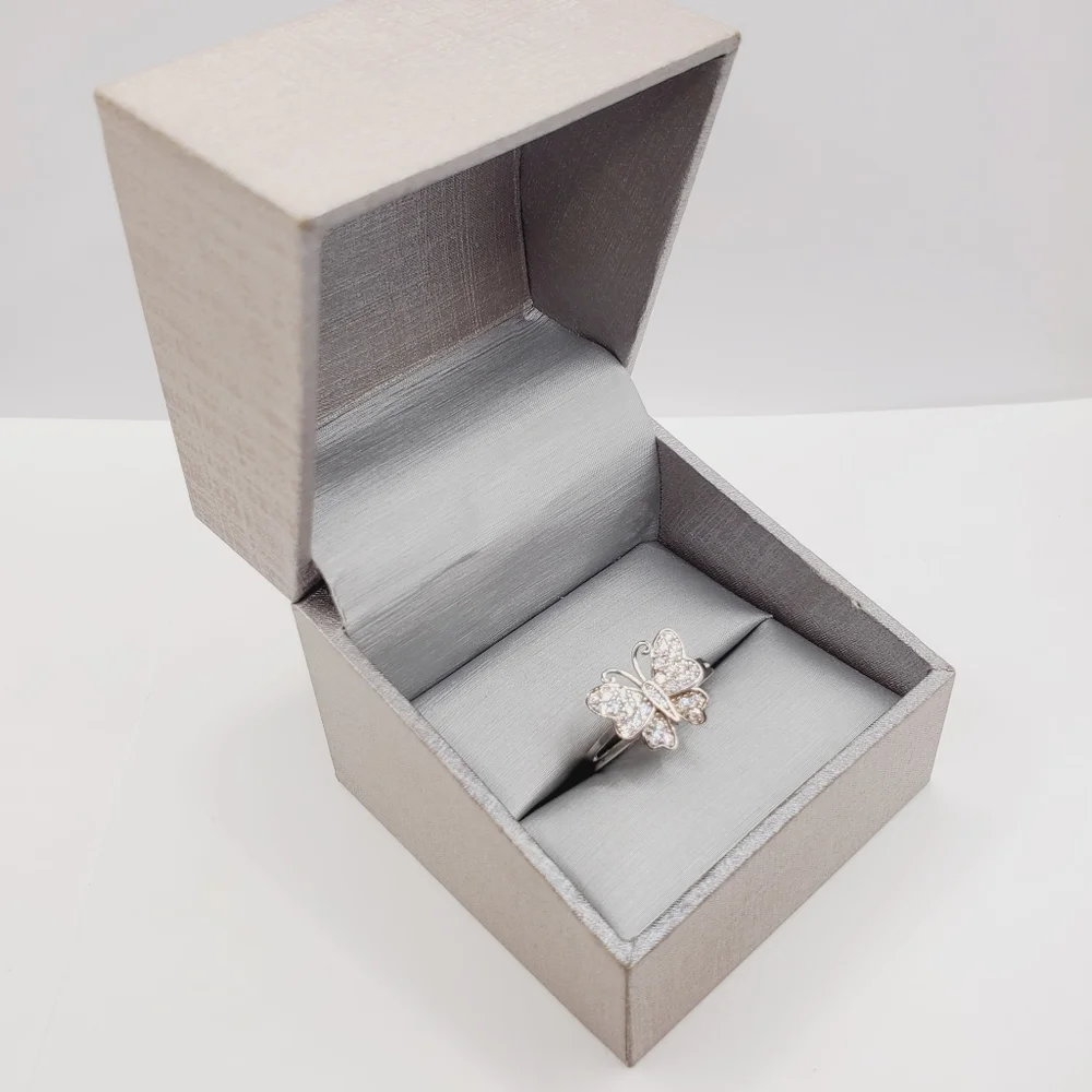 Sparkling Butterfly Ring 925 Sterling Silver Ring Insect Ring Bug Ring 925 Ring